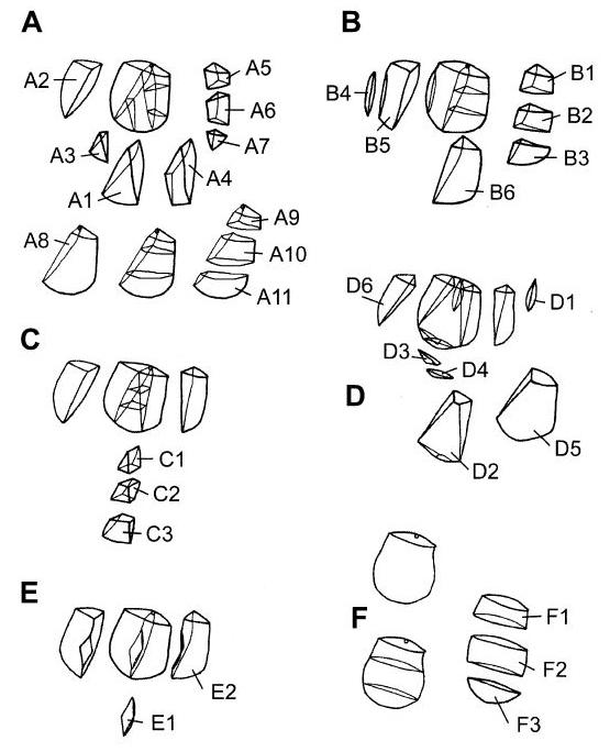 Schema of quartz fragment types (from Tallavaara et al. 2010)